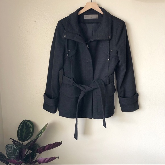 Zara Jackets & Blazers - Zara | Charcoal Belted Coat